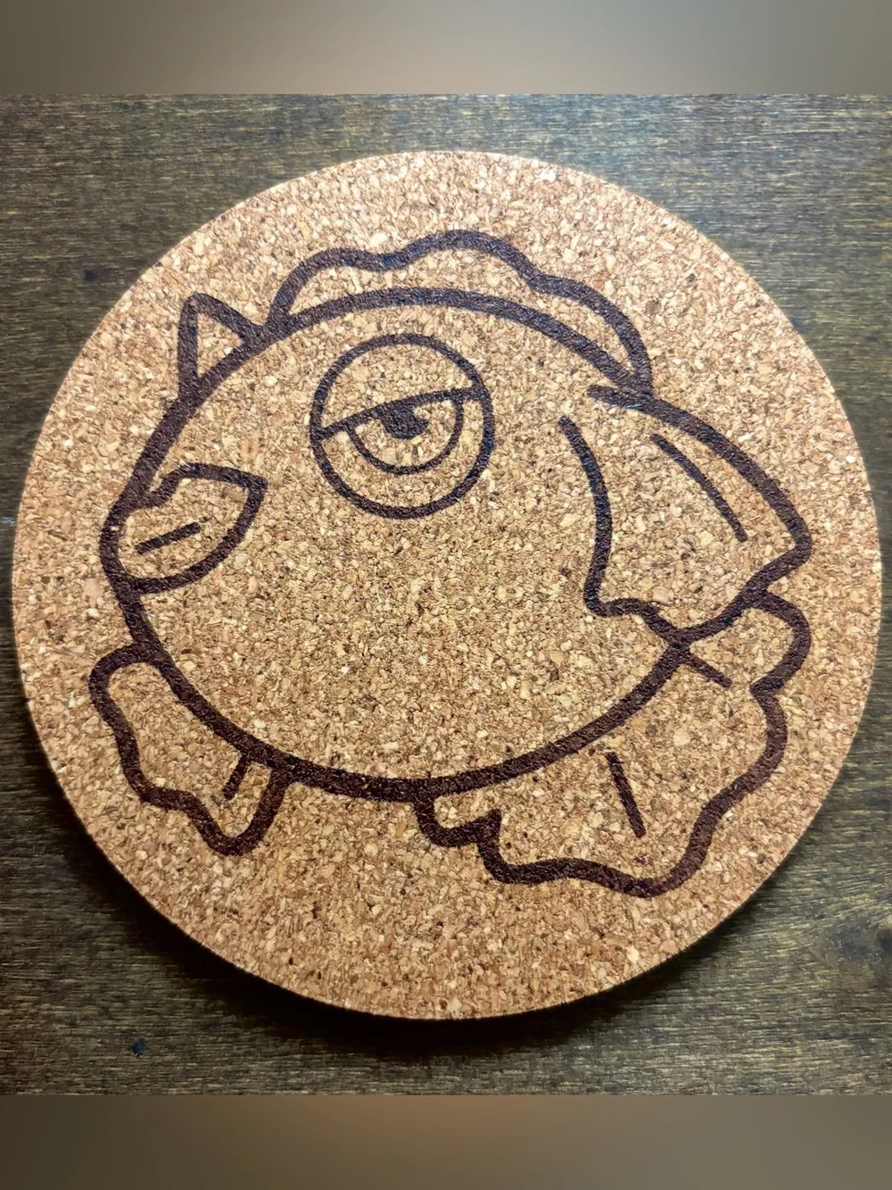 Pokemon Goldeen Face Laser Engraved Cork Coaster